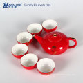 Chinoiserie Porcelain Red Tea Gift Set for New Couple / Oriental Style Present Bone China Tea Set